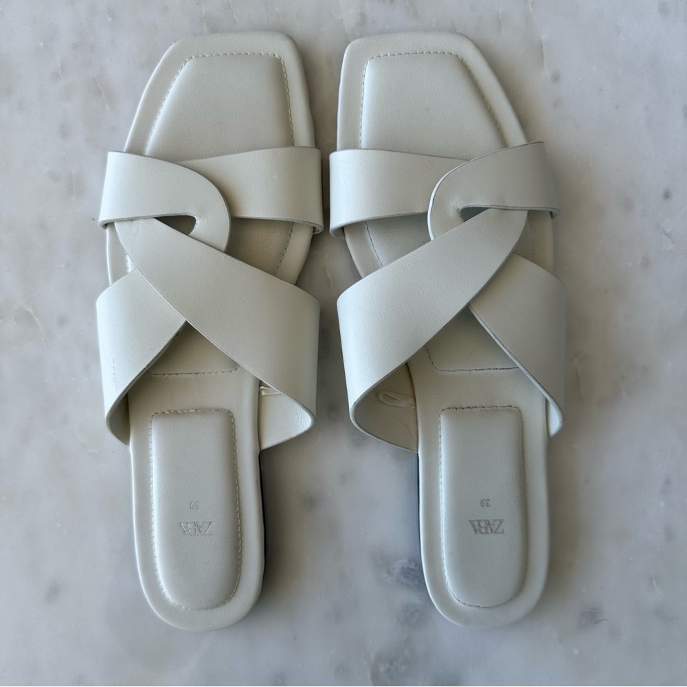 Zara White Sandals Size 39